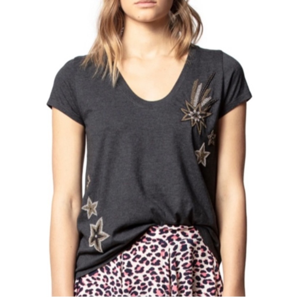 Zadig & Voltaire Tiny Cannetille embellished star tee